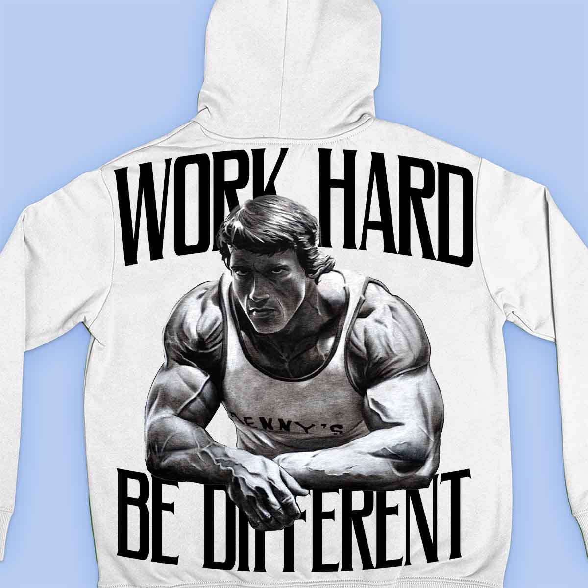Work Hard - Premium Unisex Backprint s kapucí