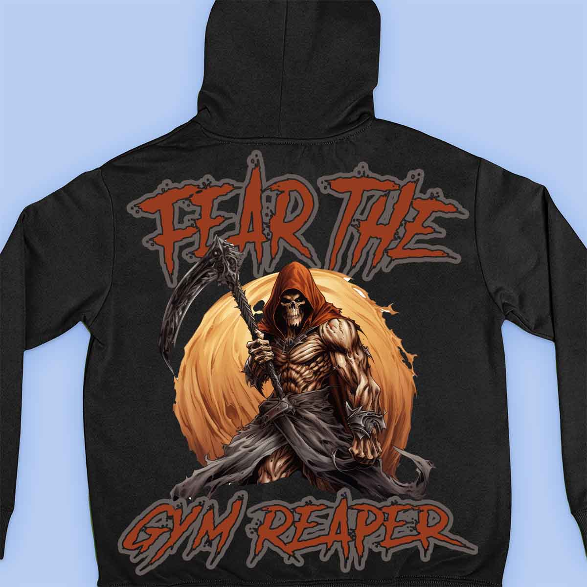 Gym Reaper - Impressão traseira unissex com capuz premium