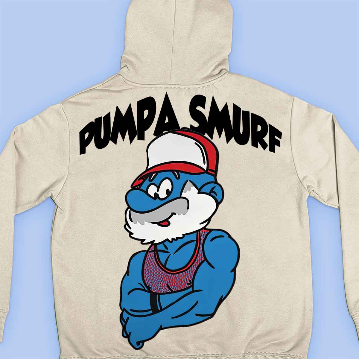 Pumpa Smurf - Premium huppari Unisex Taustaprintti