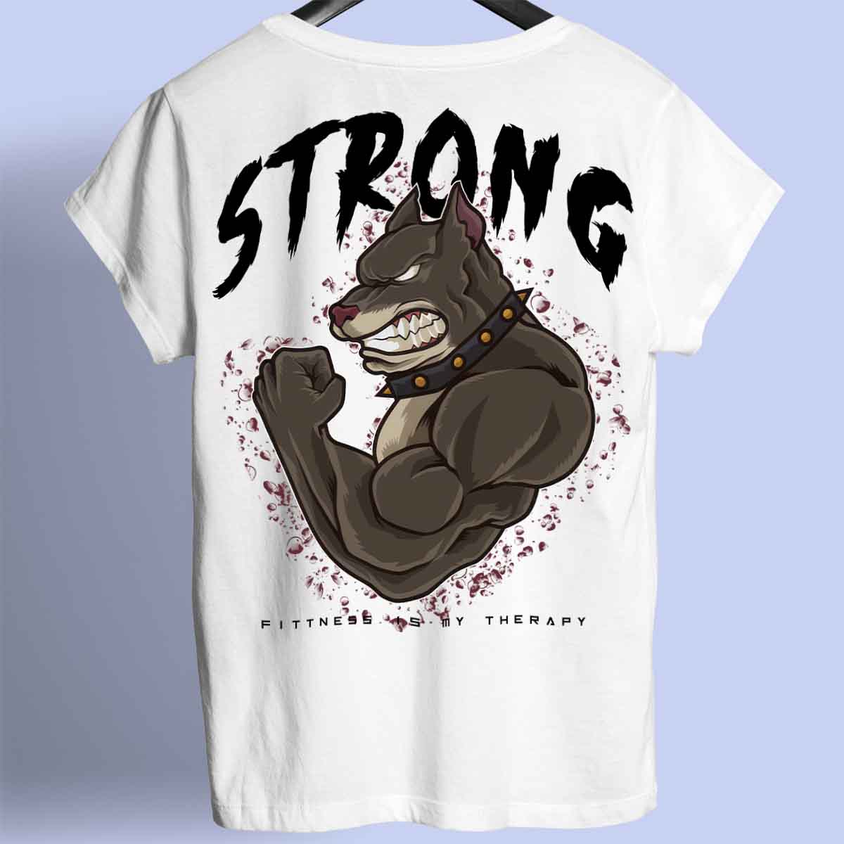 Strong Dog - Maglietta premium unisex con stampa sul retro