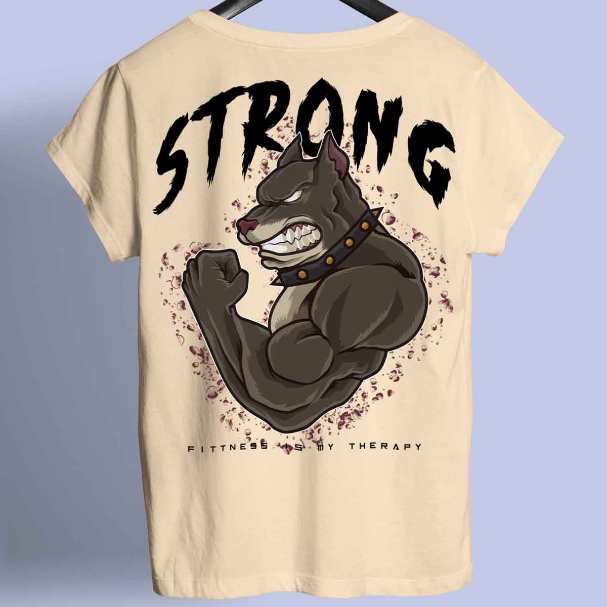 Strong Dog - Maglietta premium unisex con stampa sul retro