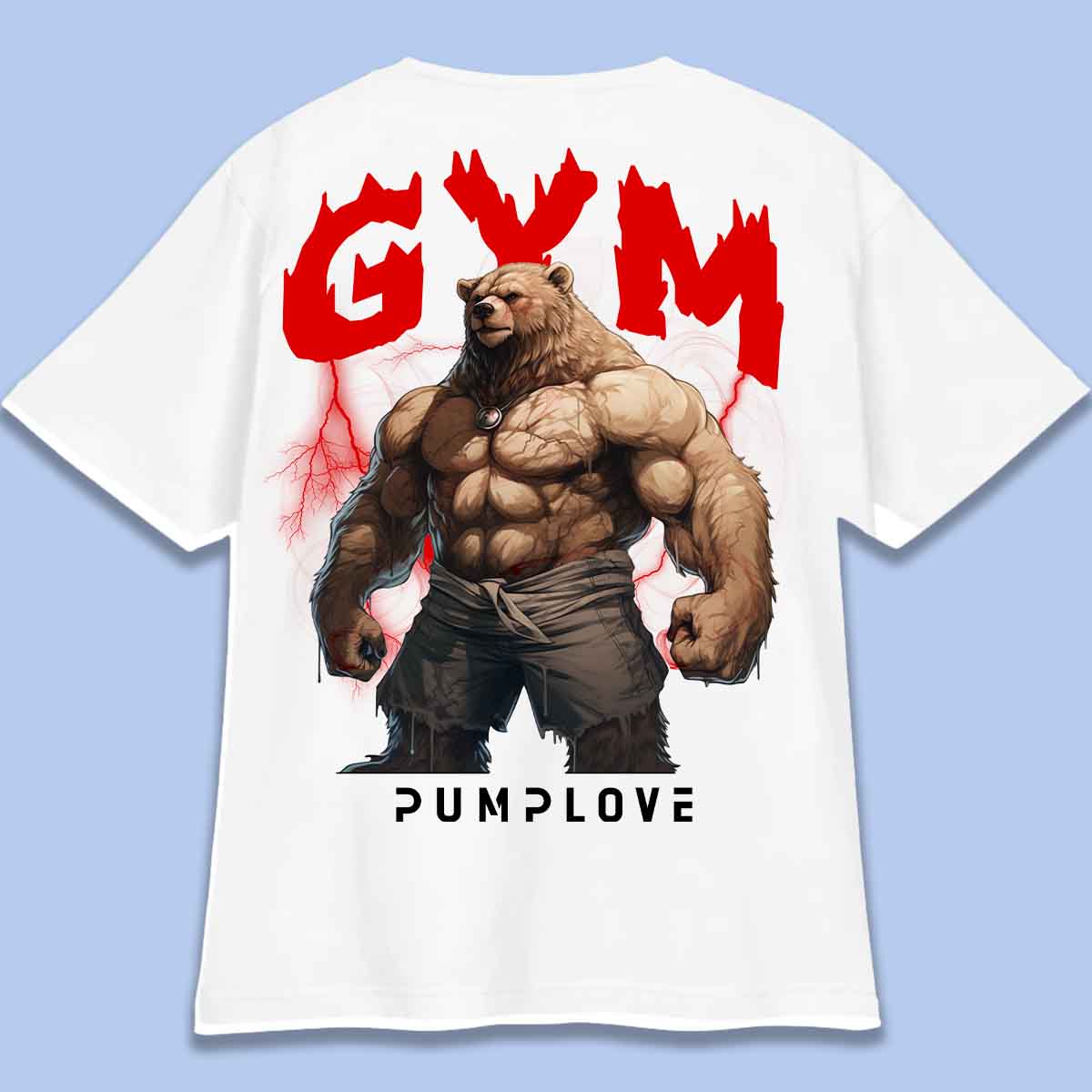 Gym Bear - T-paita Oversize Unisex Taustaprintti