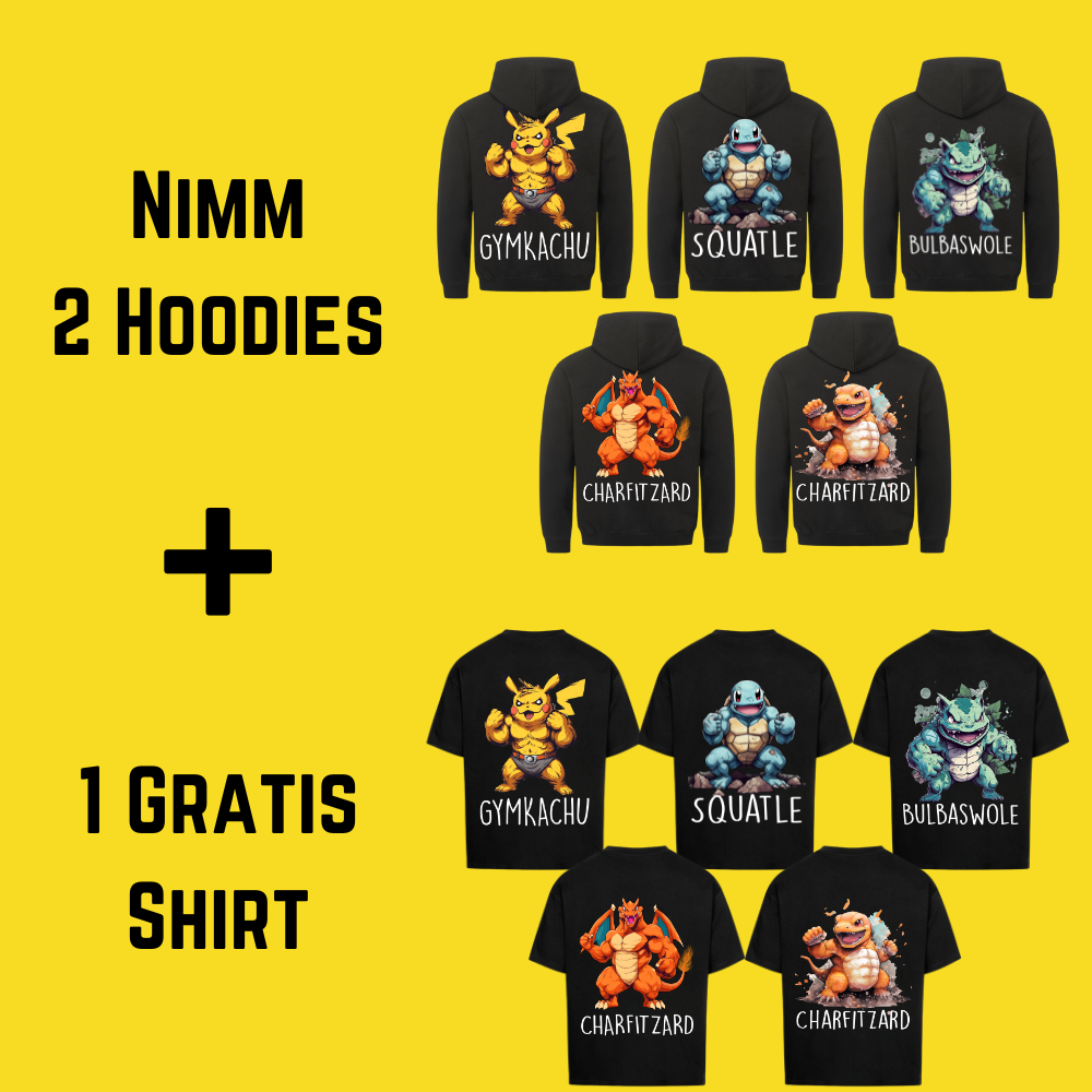 Pokémon | 2 sweats à capuche + 1 chemise gratuite