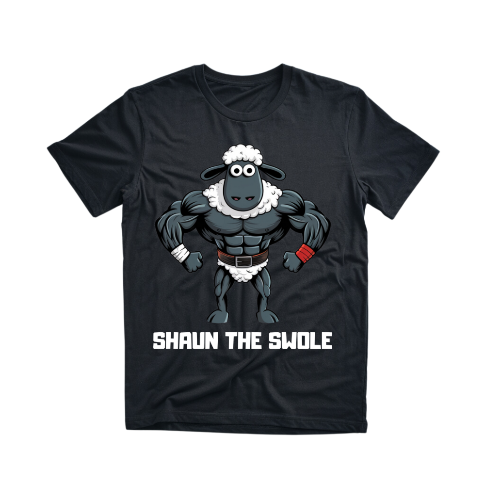 Shaun The Swole - Maglietta premium unisex con stampa frontale