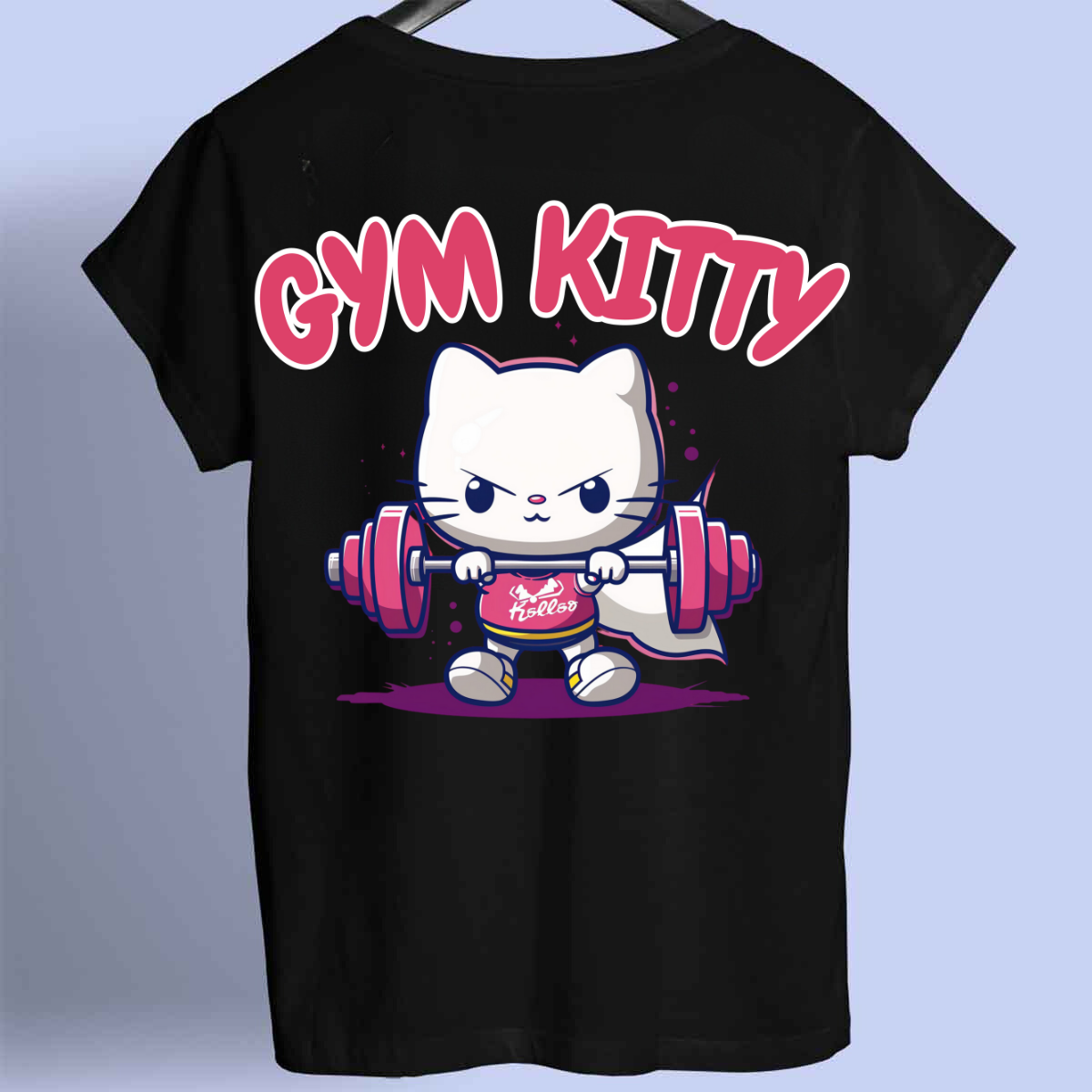 Gym Kitty - Maglietta premium unisex con stampa frontale