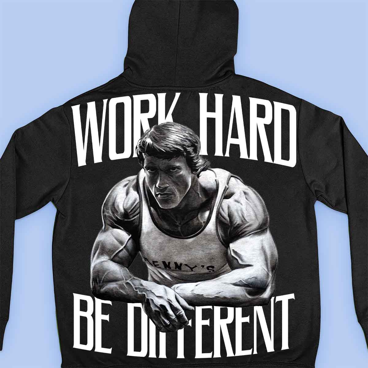 Work Hard - Premium Unisex Backprint s kapucí