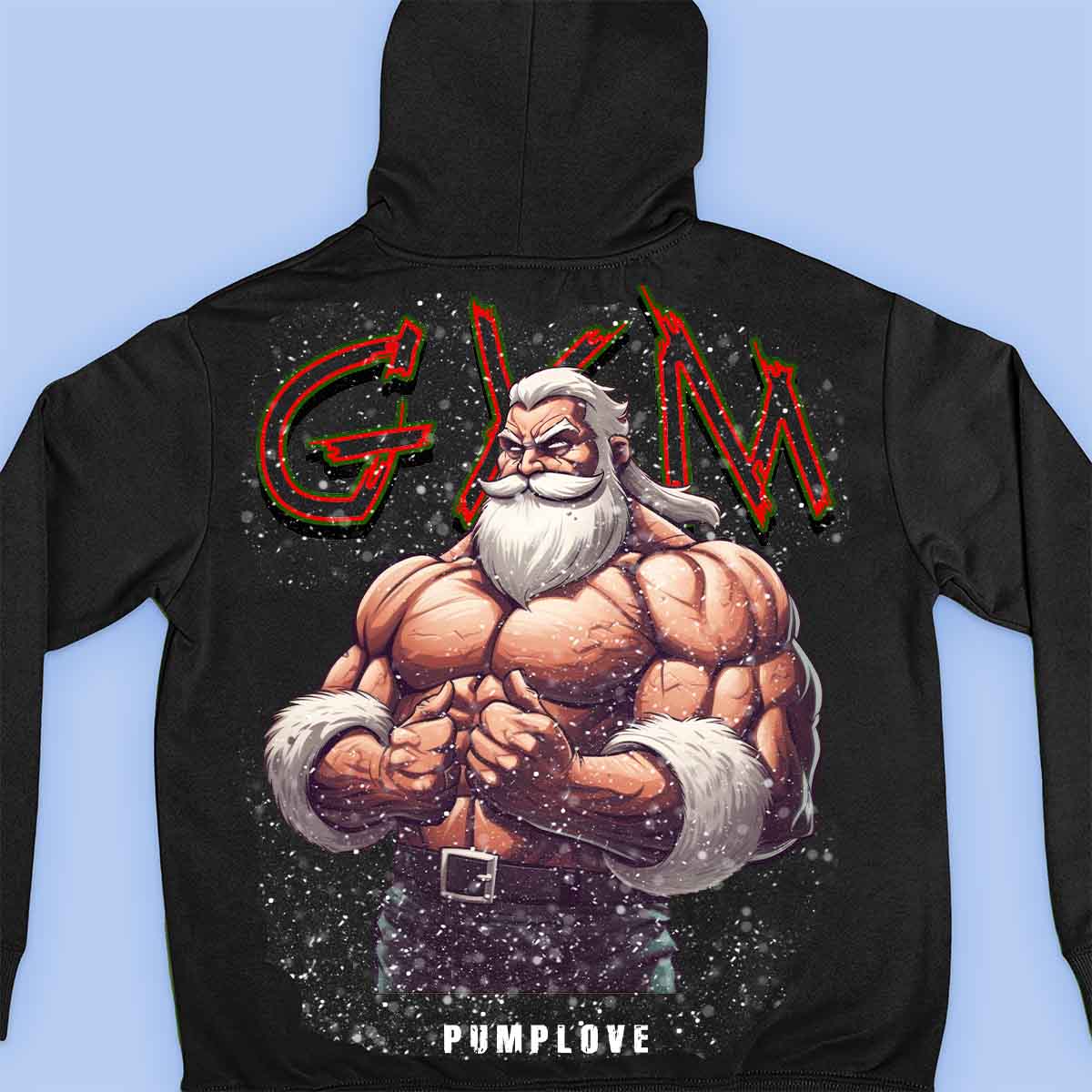 Gym Santa - Sudadera con capucha premium unisex con estampado en la espalda