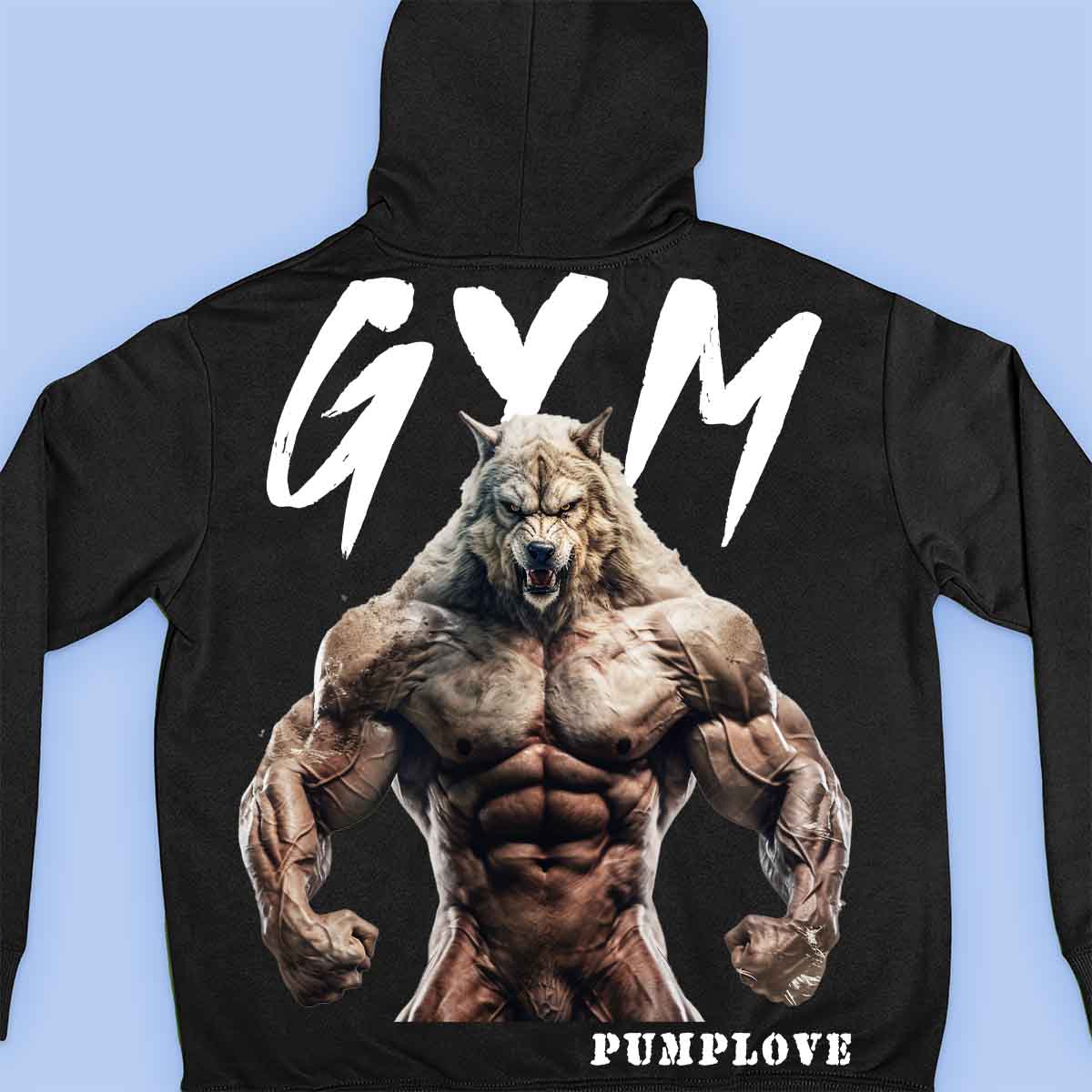 Gym Wolf - Felpa con cappuccio premium con stampa unisex