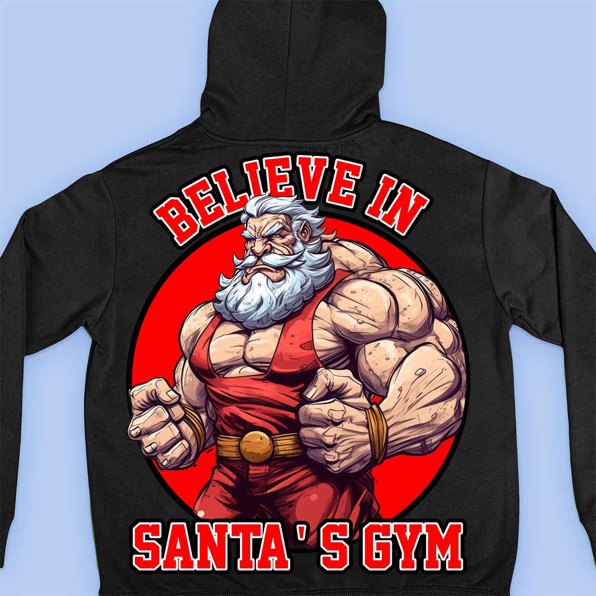 Santa's Gym - Sudadera con capucha premium unisex con estampado en la espalda