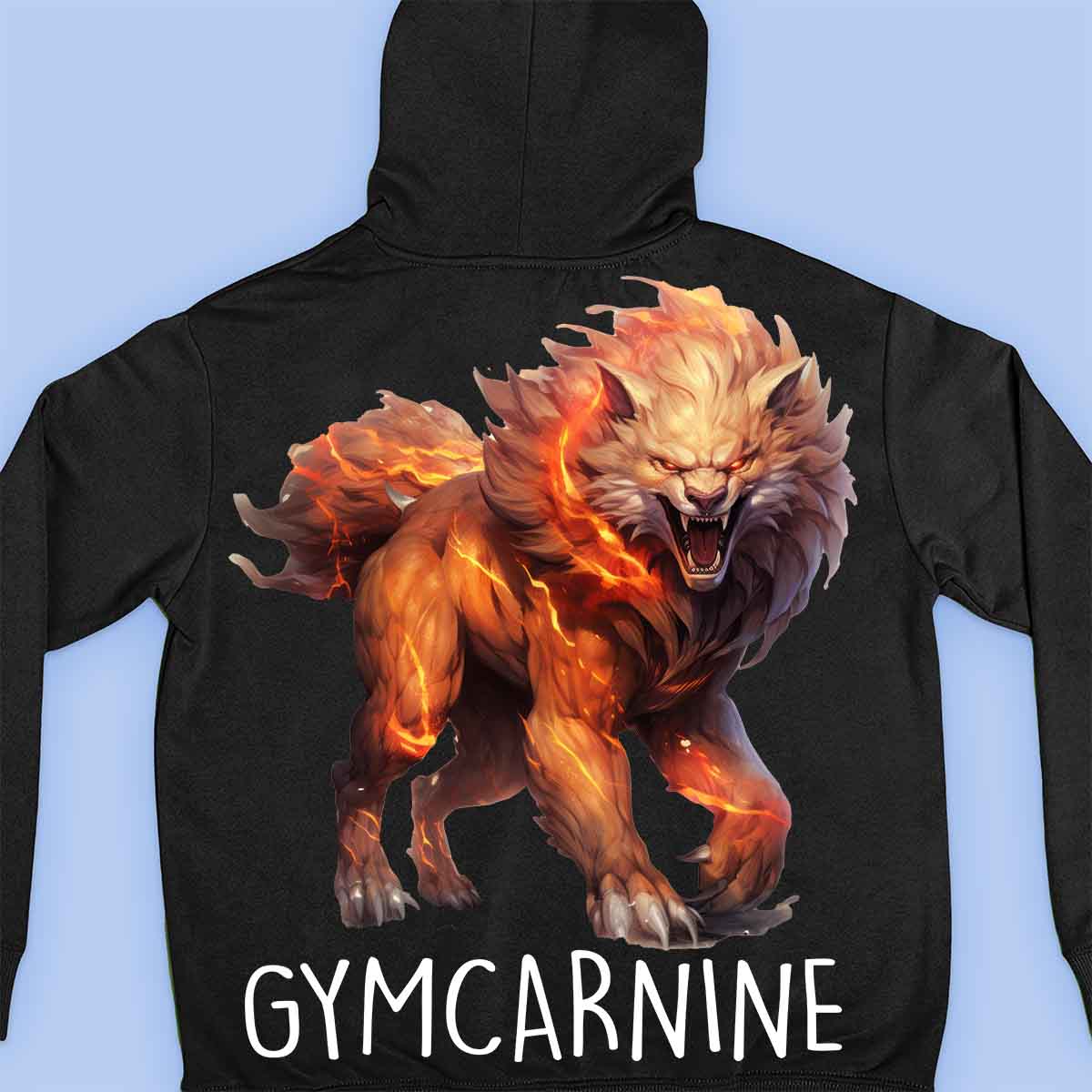 Gymcarnine - Felpa con cappuccio premium unisex con stampa sul retro