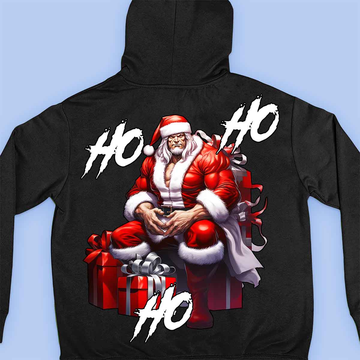 Ho Ho Ho - Felpa con cappuccio premium unisex con stampa sul retro