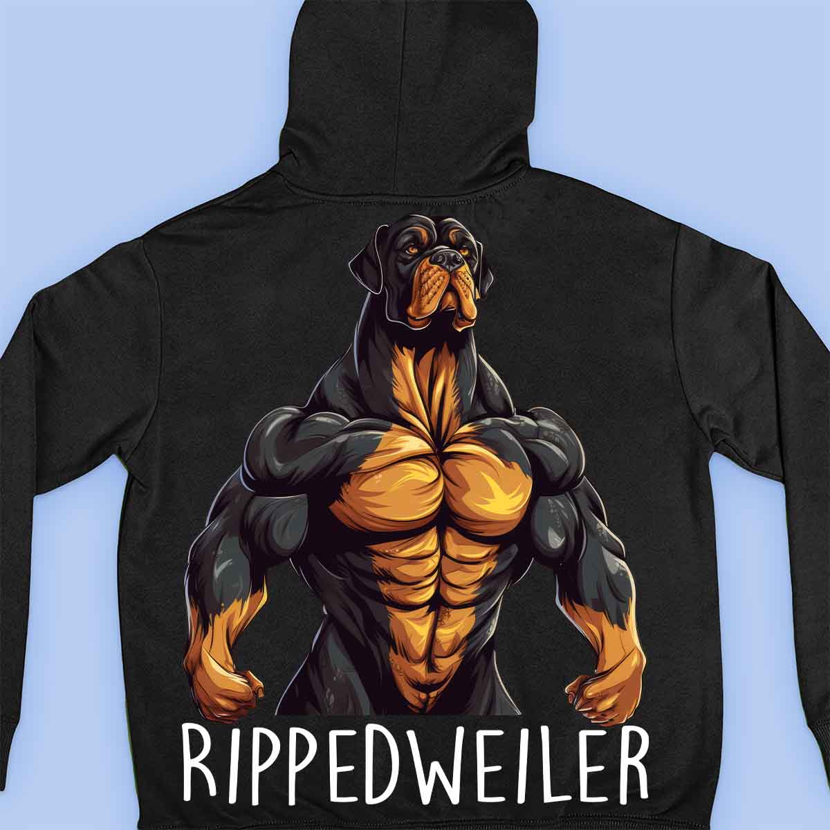 Rippedweiler - Sudadera con capucha premium unisex con estampado en la espalda