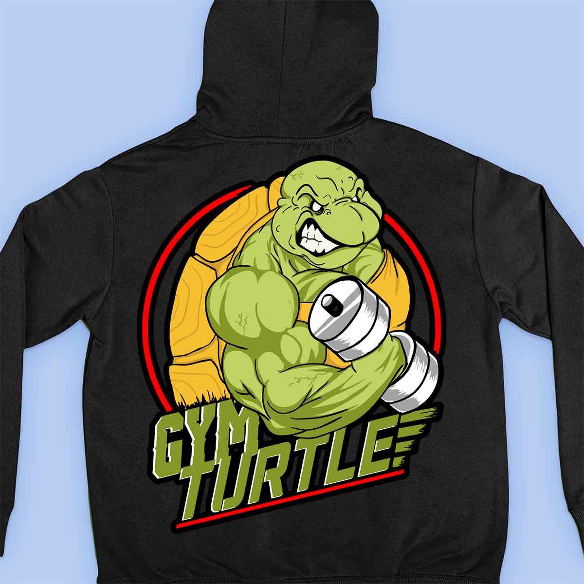 Gym Turtle - Premium Hoodie Unisex Baktryck