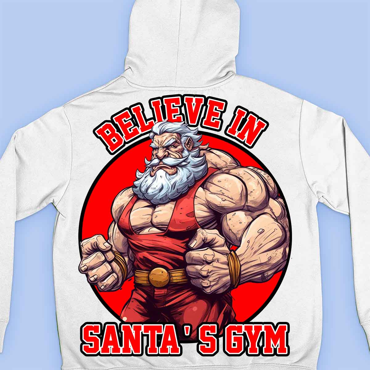 Santa's Gym - Sudadera con capucha premium unisex con estampado en la espalda