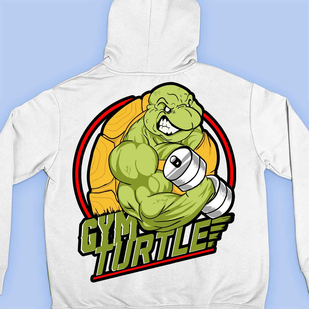 Gym Turtle - Premium Hoodie Unisex Baktryck