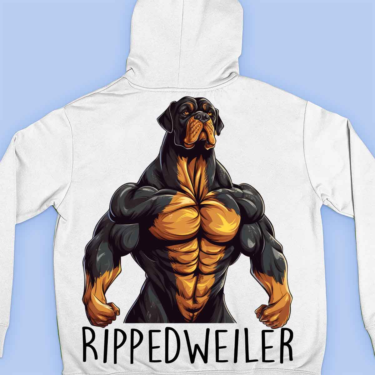 Rippedweiler - Felpa con cappuccio premium unisex con stampa sul retro