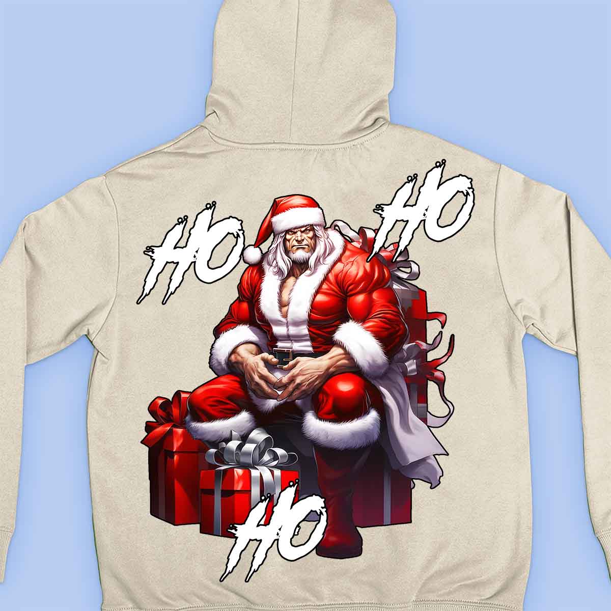 Ho Ho Ho - Felpa con cappuccio premium unisex con stampa sul retro