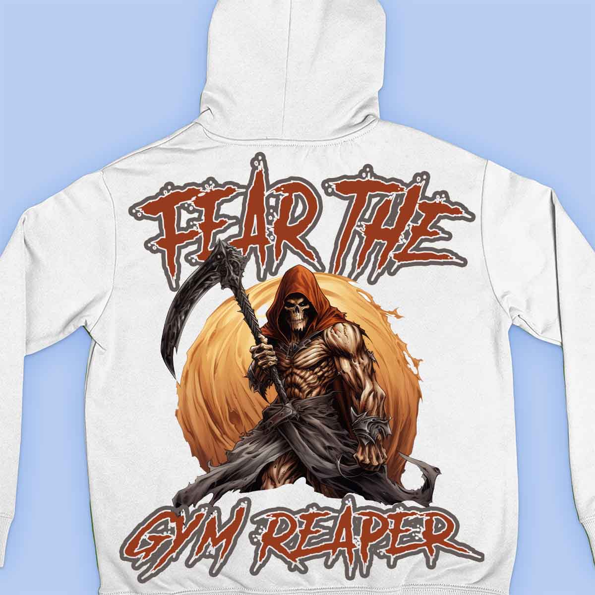 Gym Reaper - Sudadera con capucha premium unisex con estampado en la espalda