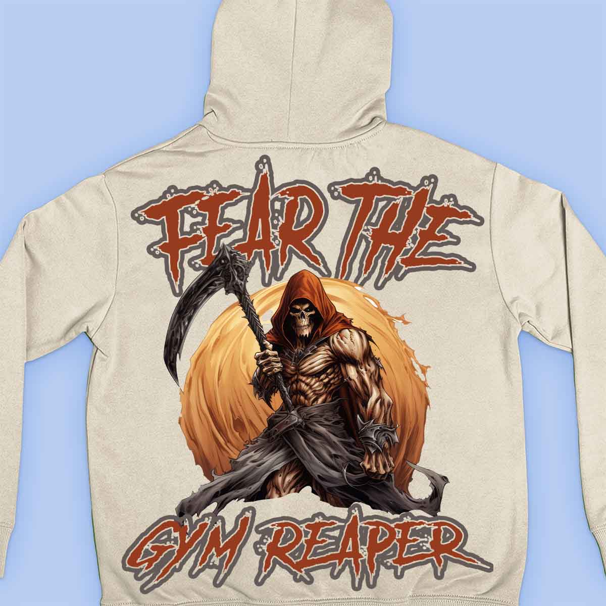 Gym Reaper - Sudadera con capucha premium unisex con estampado en la espalda