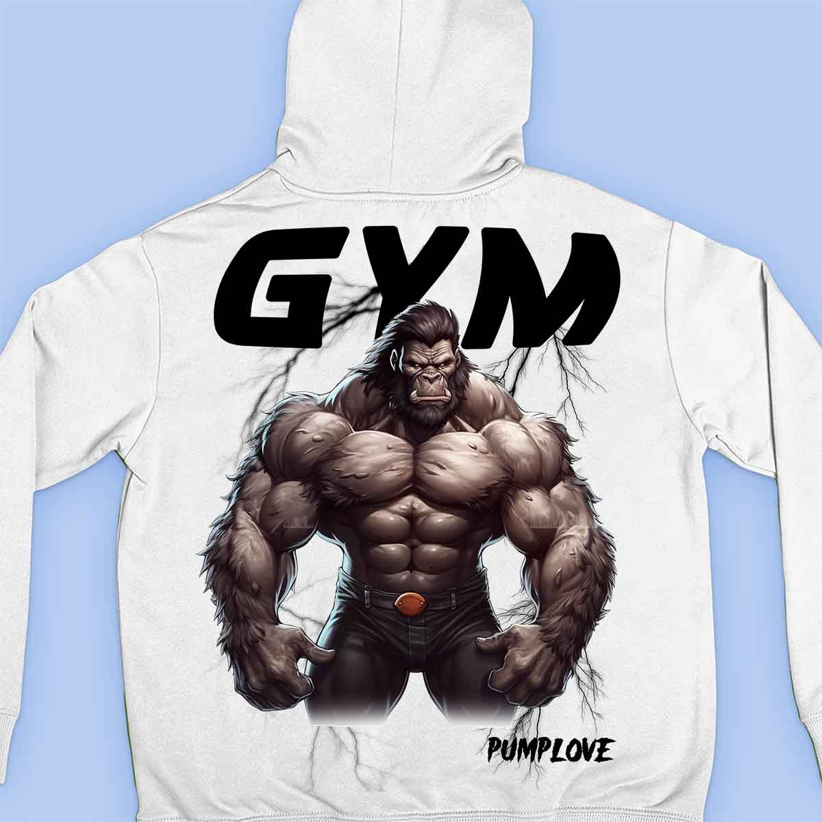 Gym Gorilla - Felpa con cappuccio premium unisex con stampa sul retro