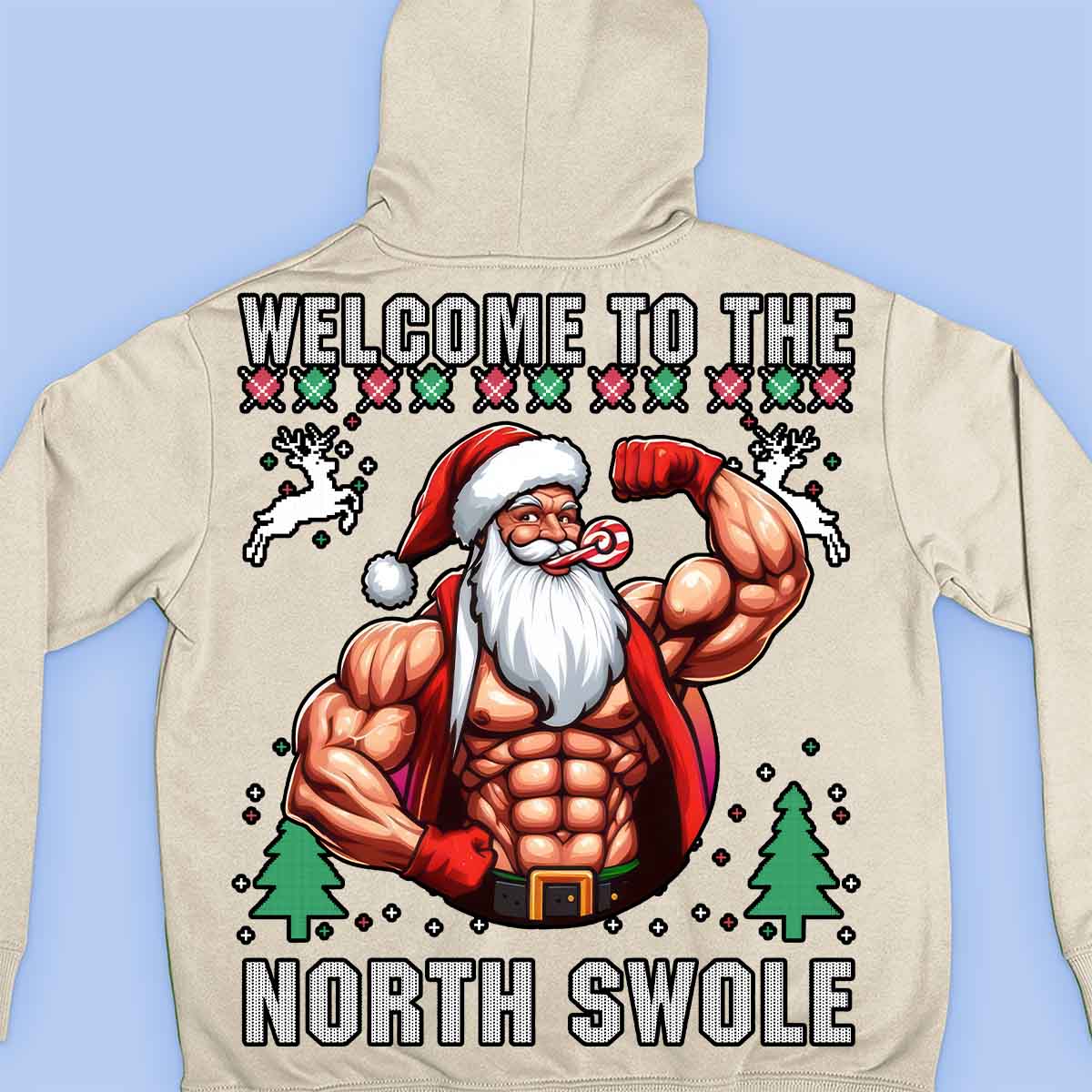 North Swole - Sudadera con capucha premium unisex con estampado en la espalda