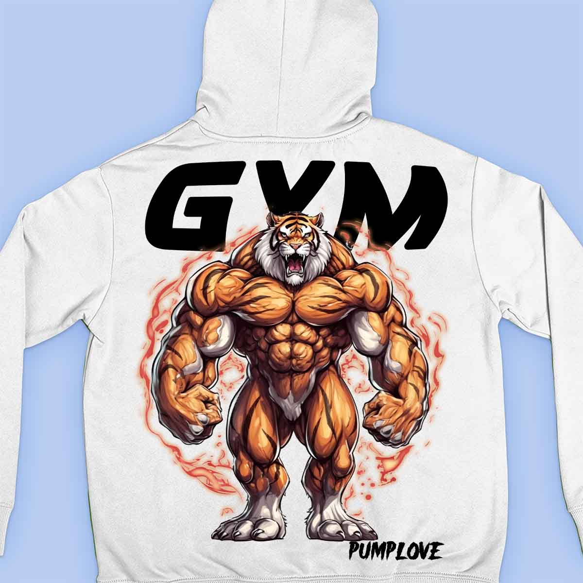 Gym Tiger - Sudadera con capucha premium unisex con estampado en la espalda