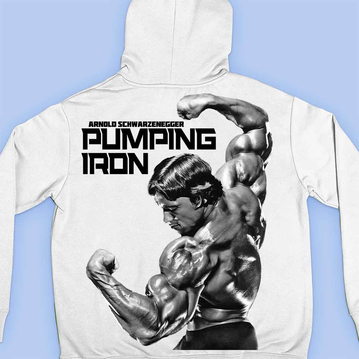 Pumping Iron - Sudadera con capucha premium unisex con estampado en la espalda