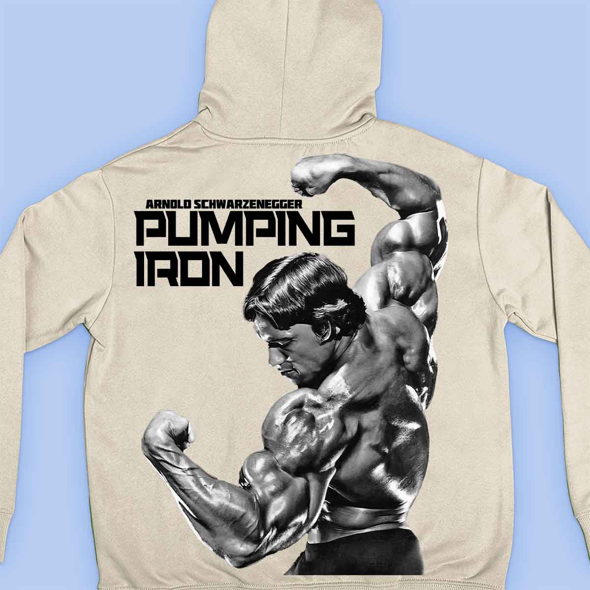 Pumping Iron - Sudadera con capucha premium unisex con estampado en la espalda