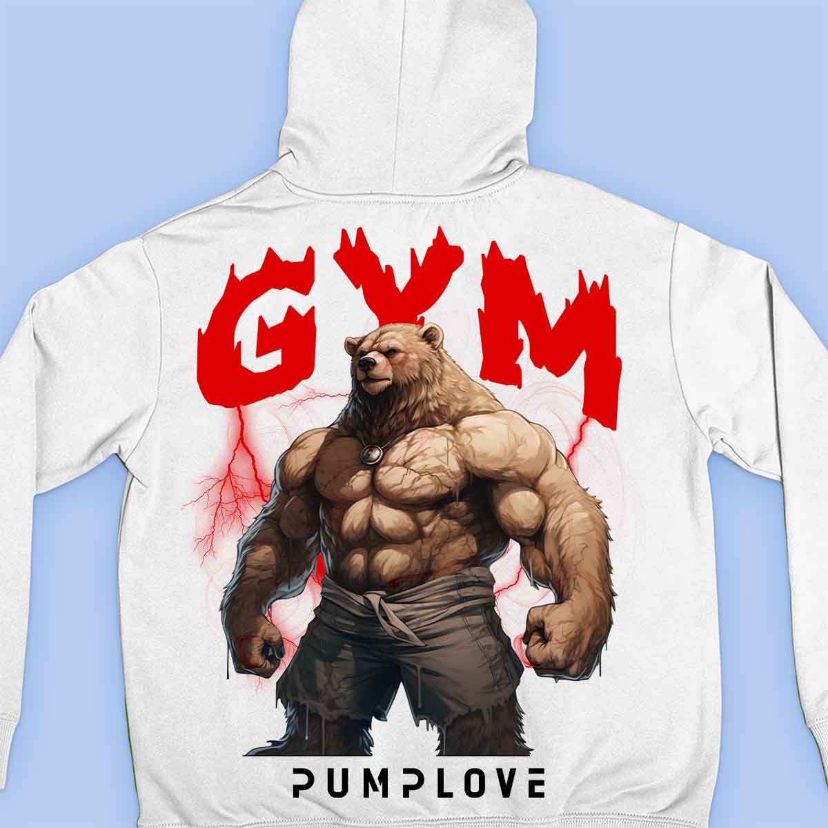 Gym Near - Felpa con cappuccio premium unisex con stampa sul retro