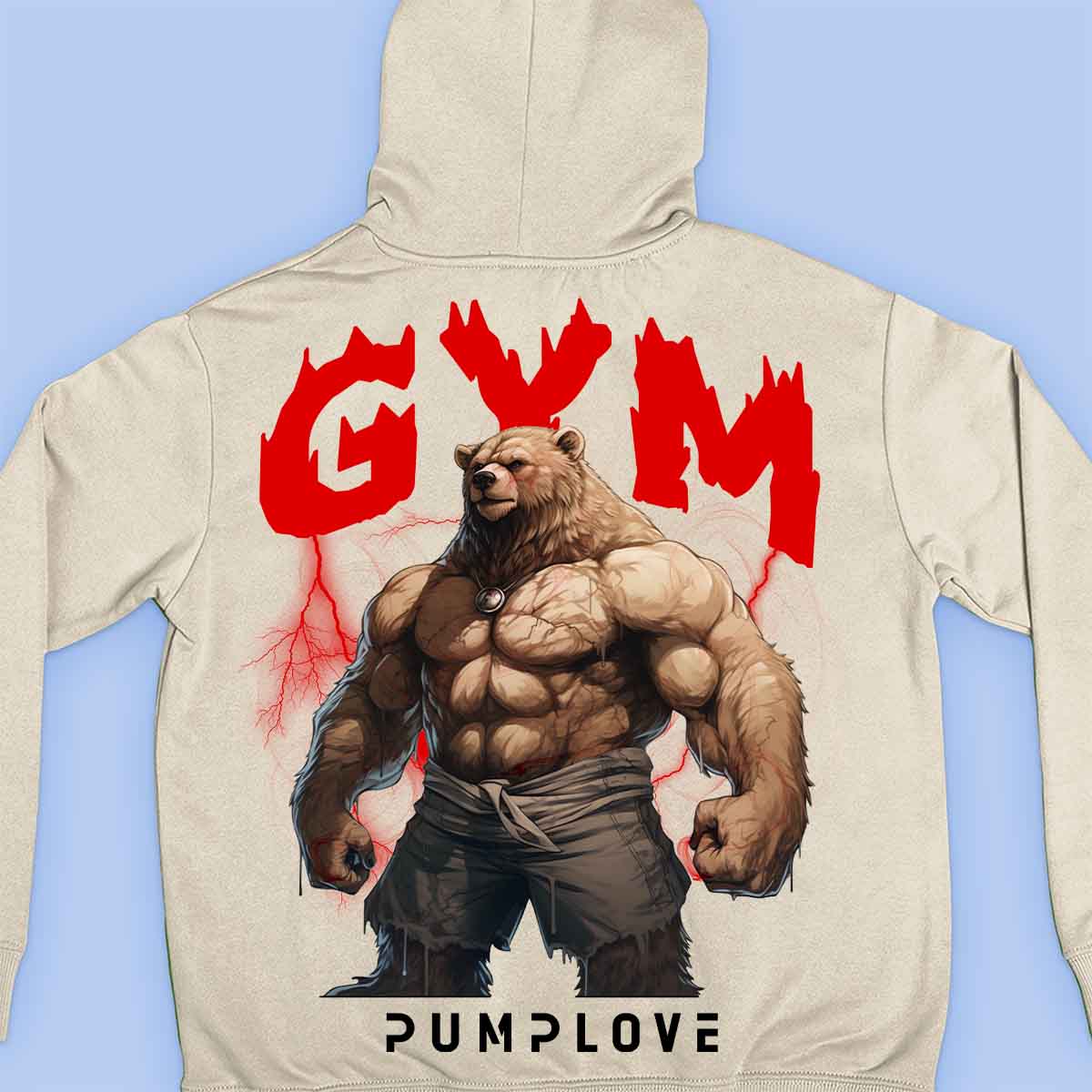 Gym Near - Felpa con cappuccio premium unisex con stampa sul retro