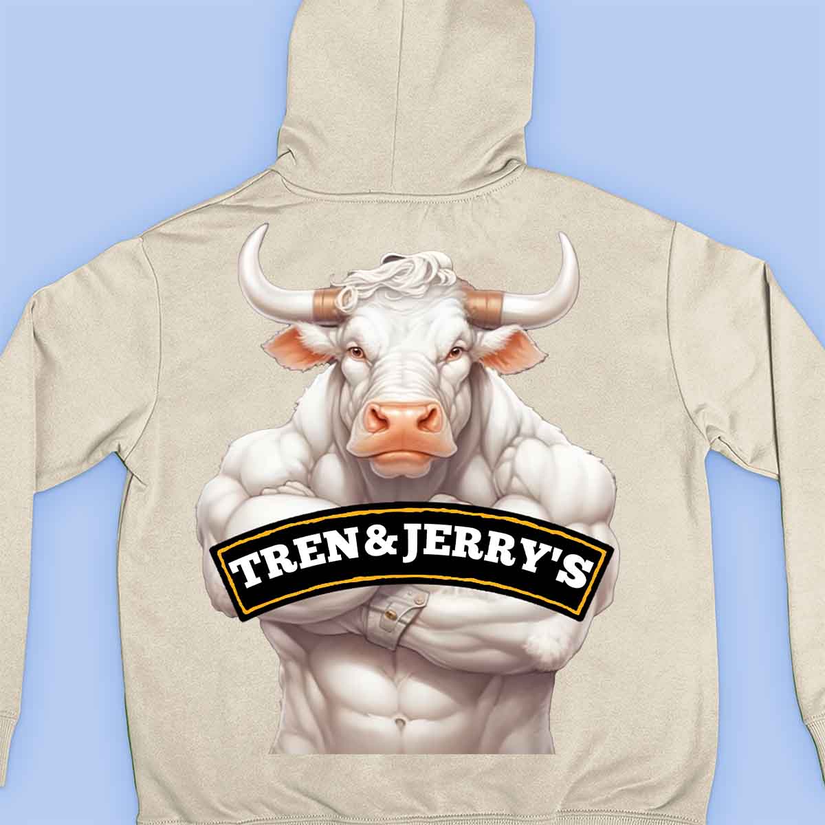 Tren&Jerry's - Felpa con cappuccio premium unisex con stampa sul retro