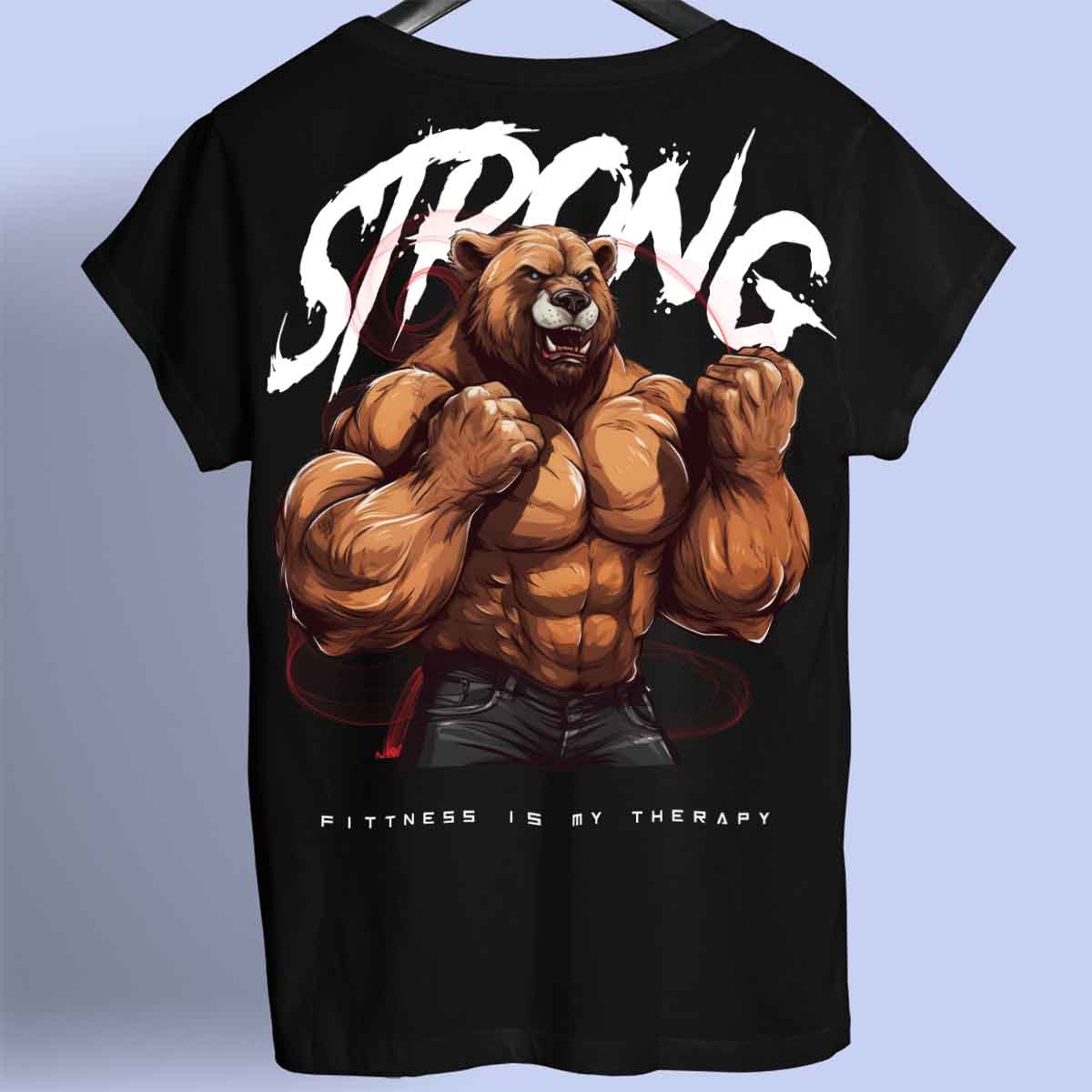 Strong Bear - Maglietta premium unisex con stampa sul retro