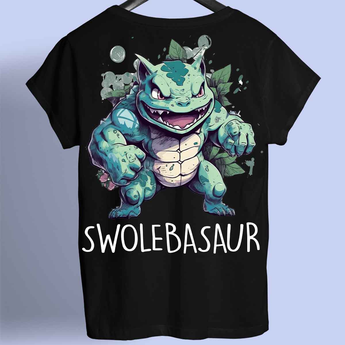 Swolebasaur - Maglietta Premium unisex con stampa sul retro