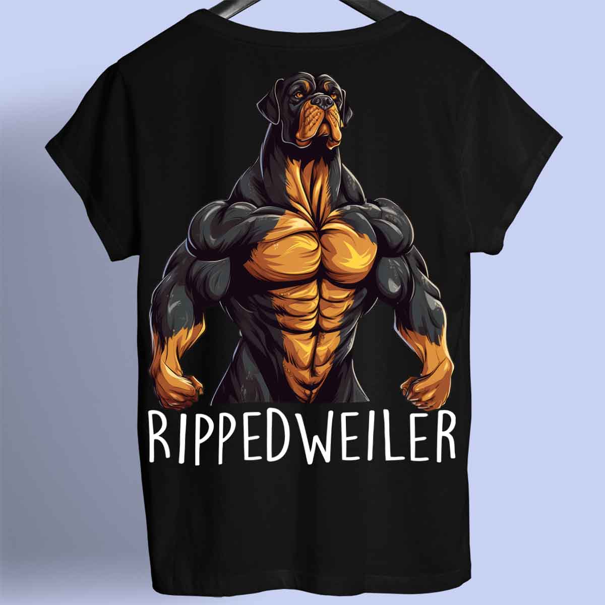 Rippedweiler - Camiseta premium unisex con estampado en la espalda