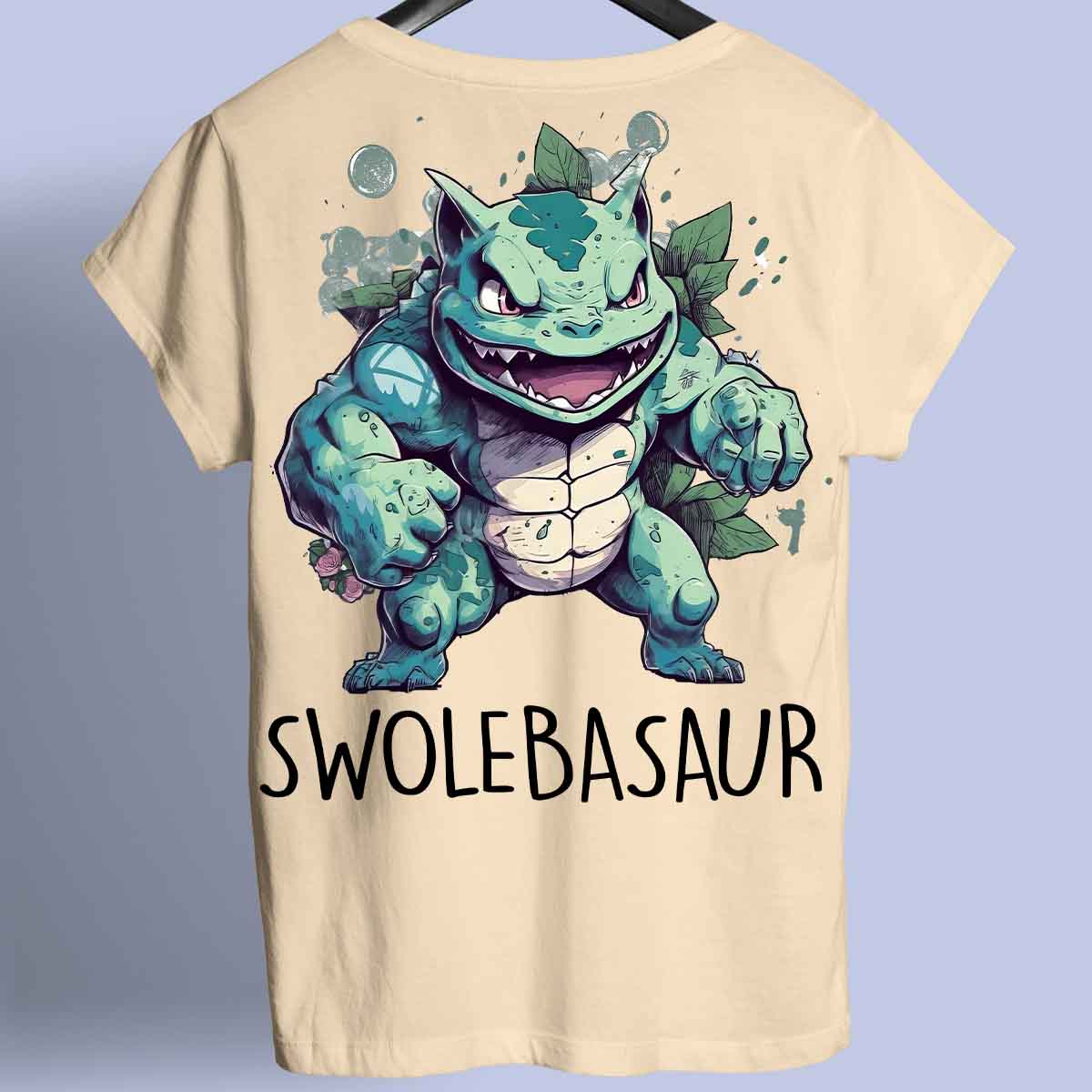 Swolebasaur - Maglietta Premium unisex con stampa sul retro