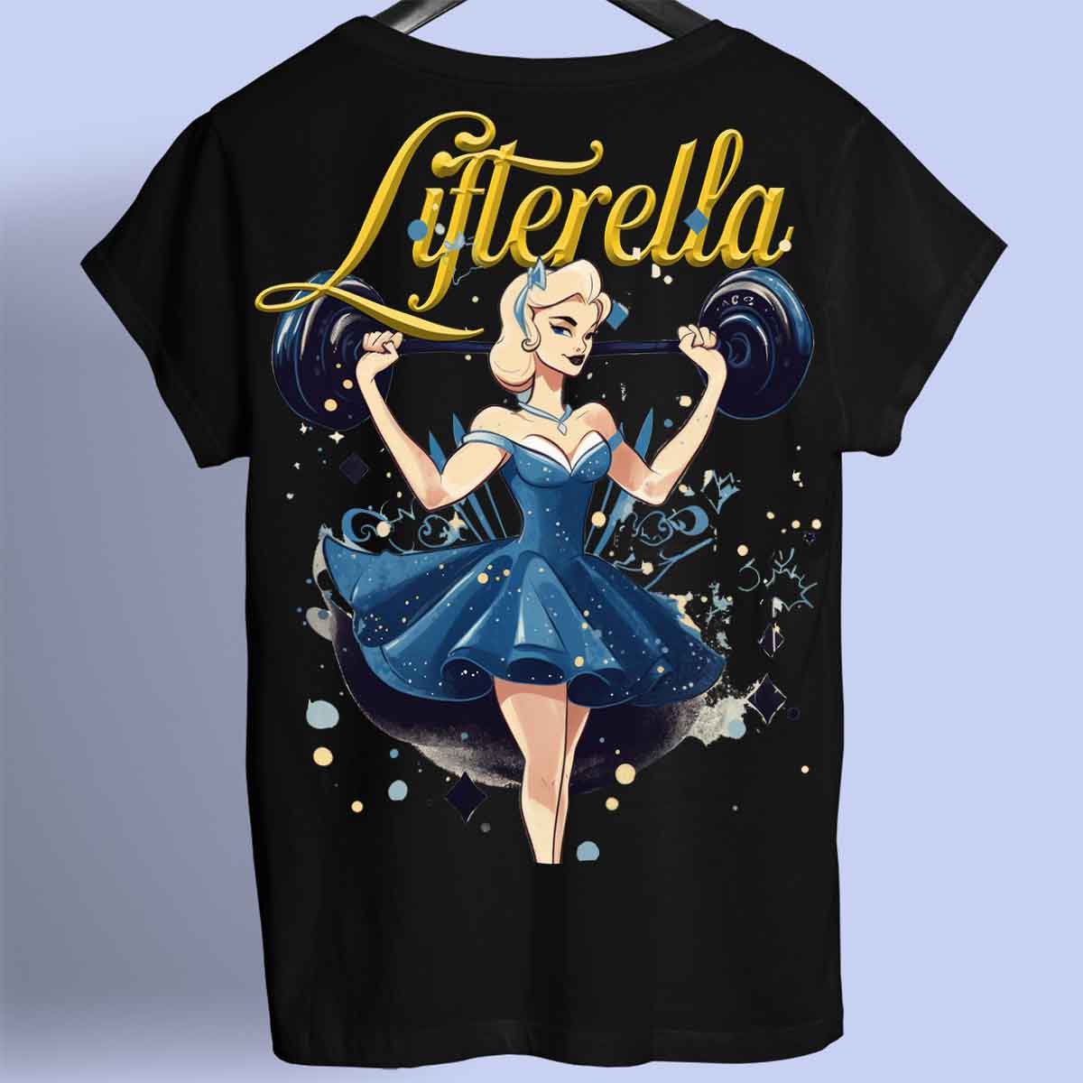 Lifterella - Maglietta premium unisex con stampa sul retro