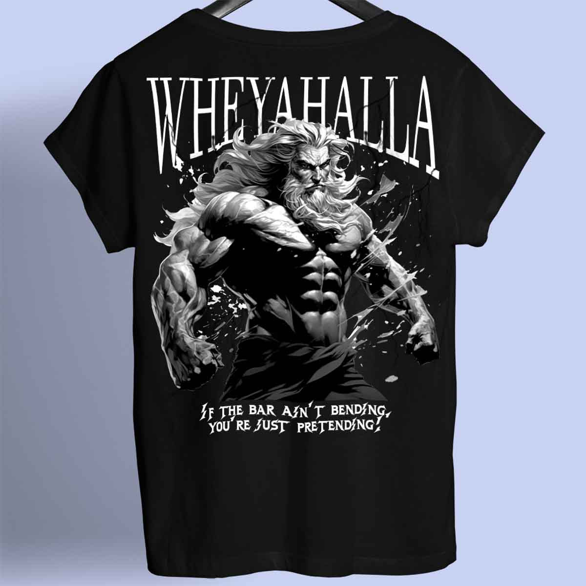 Wheyhalla - Maglietta Premium con stampa sul retro unisex