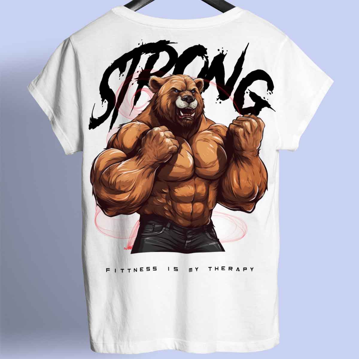 Strong Bear - Maglietta premium unisex con stampa sul retro