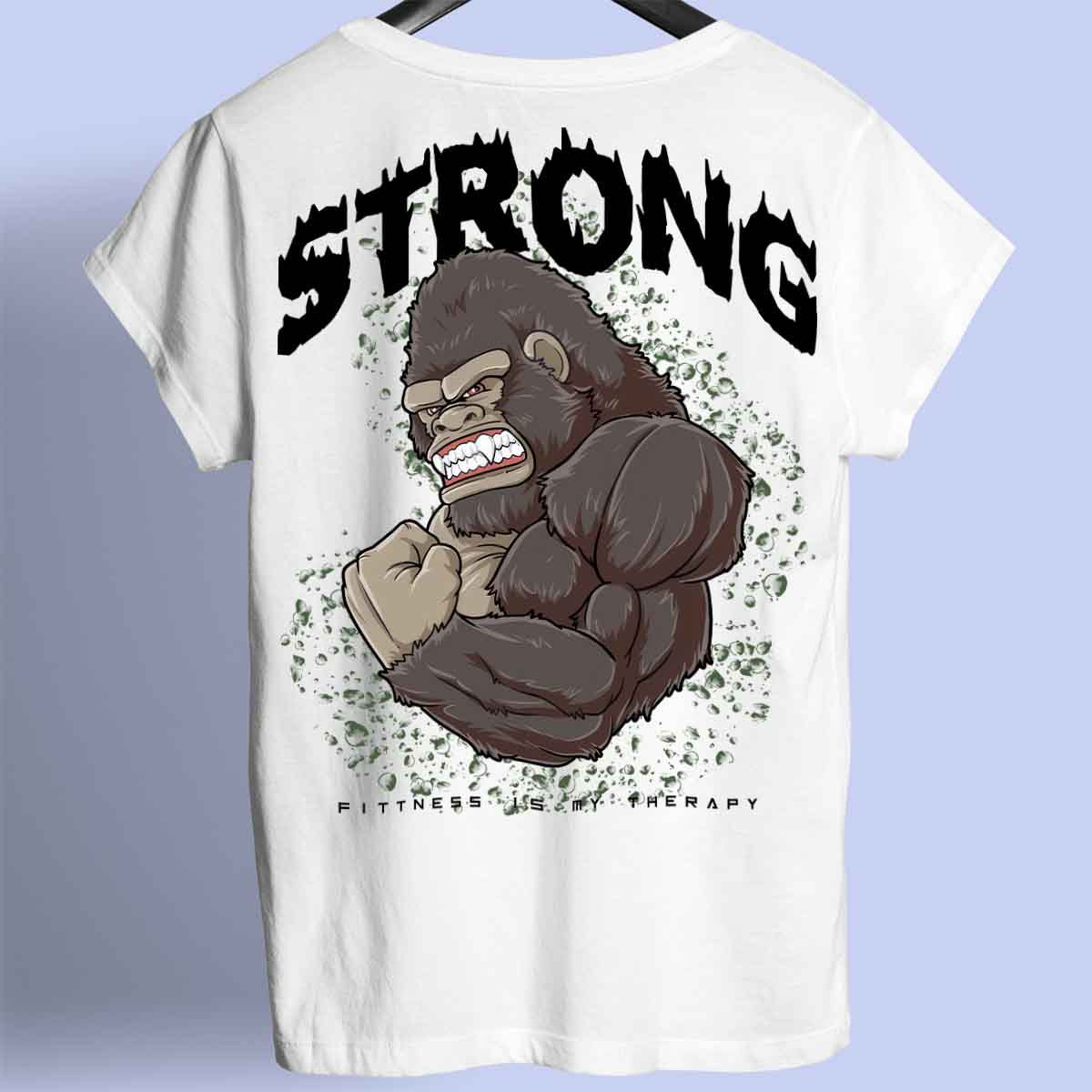 Strong Gorilla - T-shirt premium unisex con stampa sul retro