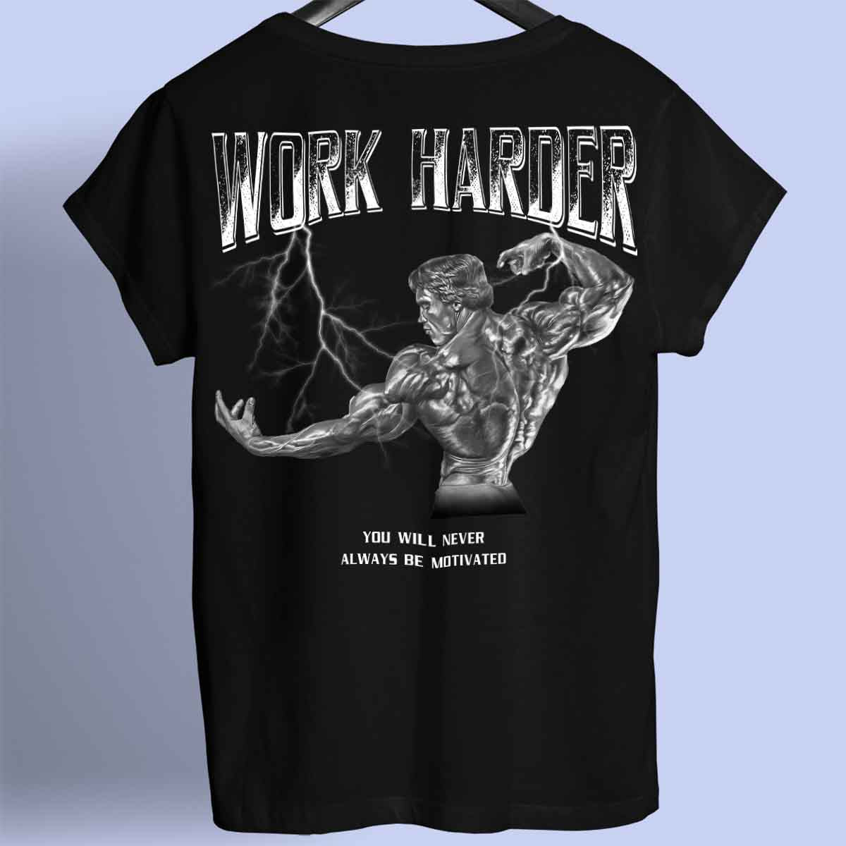 Work Harder - Premium-paita unisex-taustaprintti