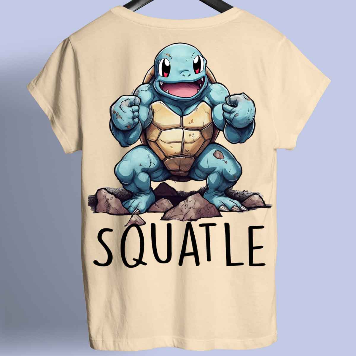 Squatle - Camiseta premium unisex con estampado en la espalda