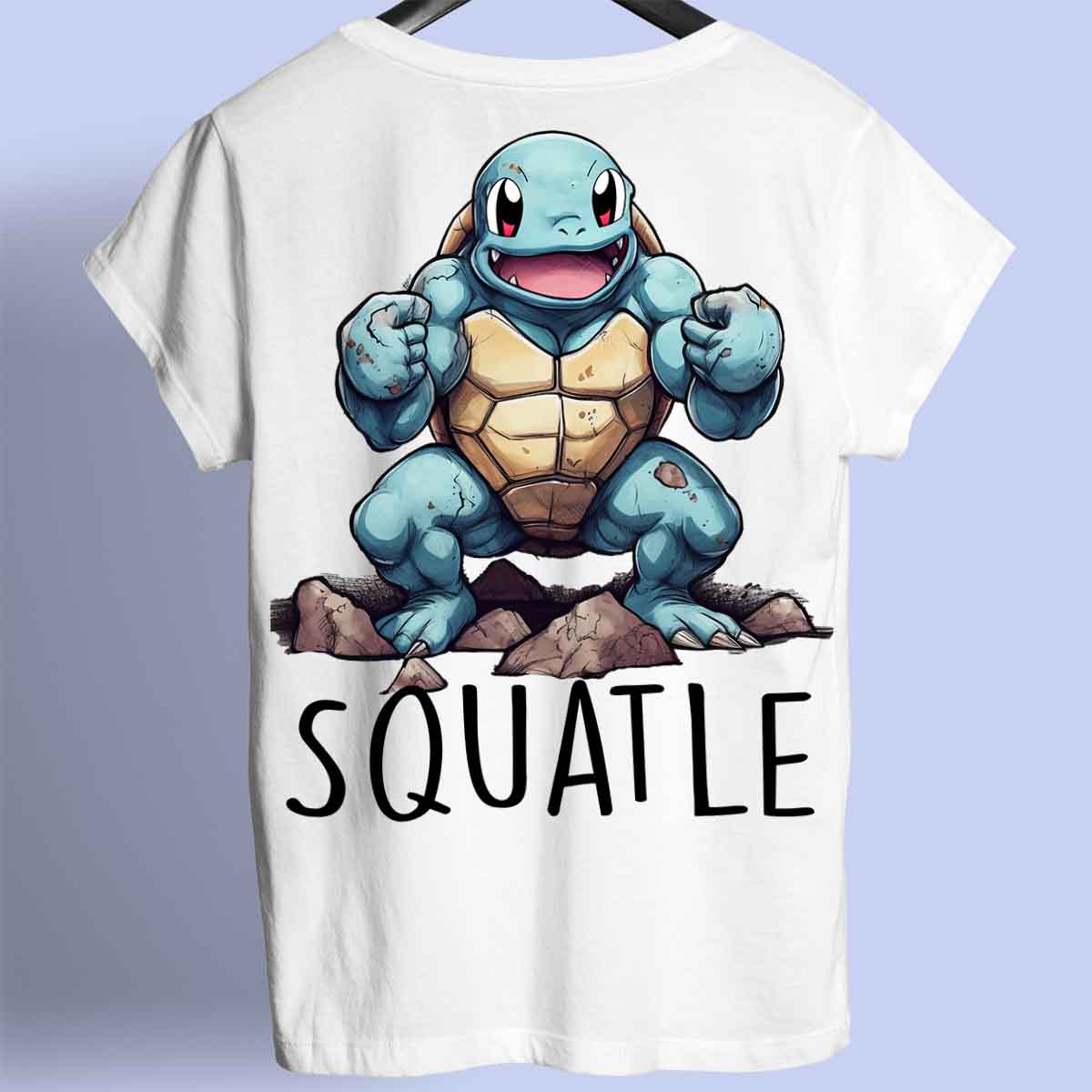 Squatle - T-shirt premium unisex con stampa sul retro