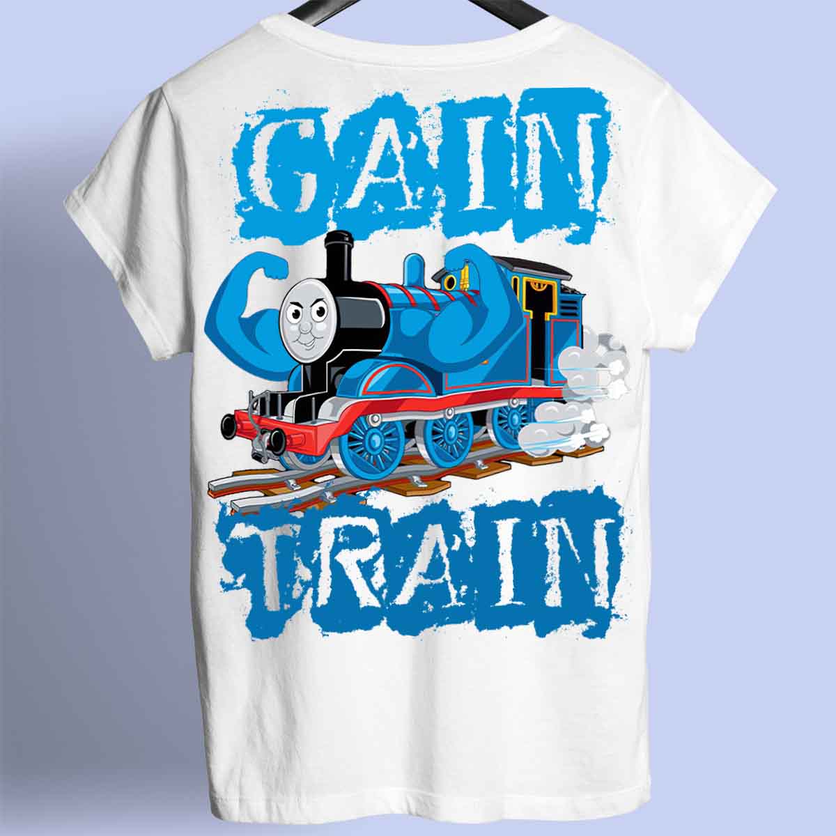 Gain Train - Maglietta premium unisex con stampa sul retro