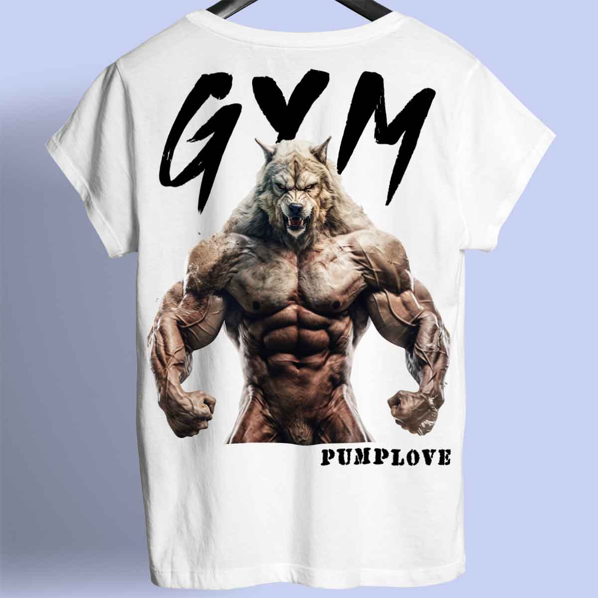 Gym Wolf - Maglietta Premium con stampa sul retro unisex