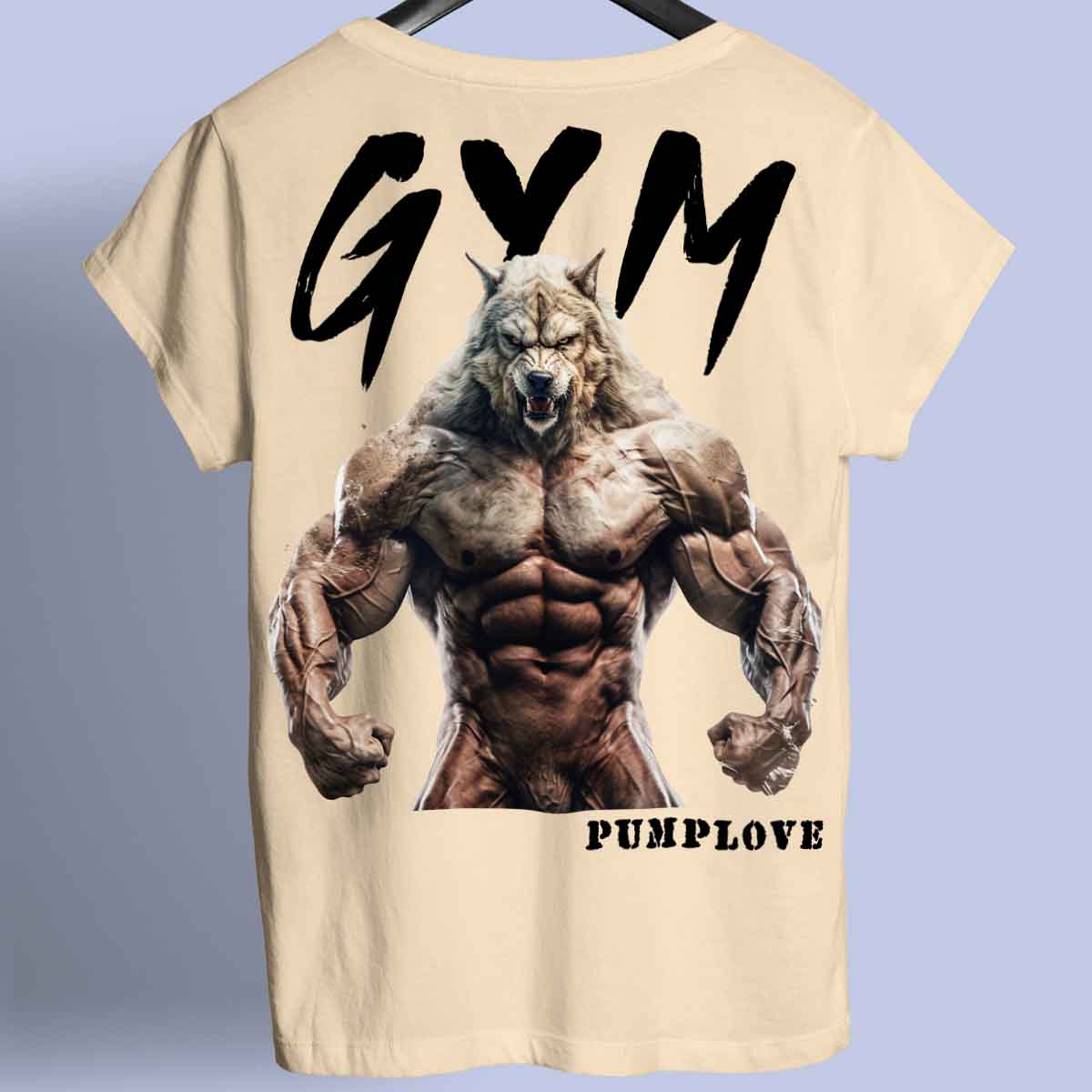 Gym Wolf - Maglietta Premium con stampa sul retro unisex