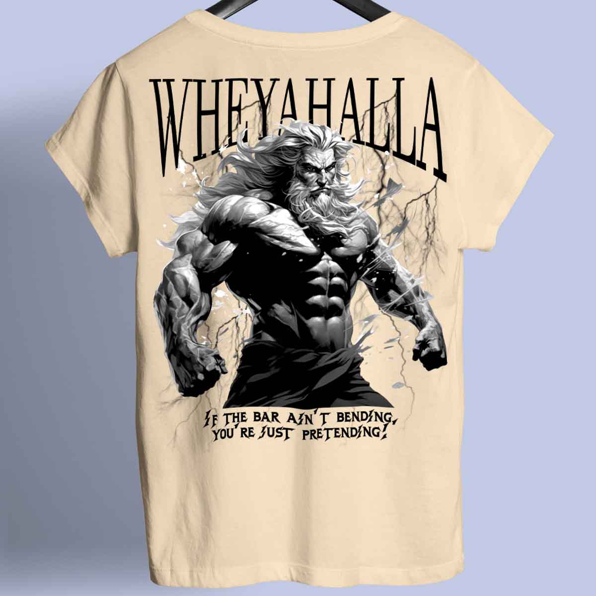 Wheyhalla - Maglietta Premium con stampa sul retro unisex