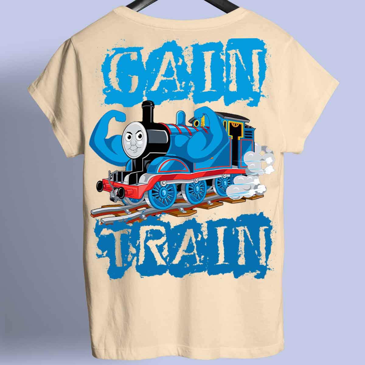 Gain Train - Maglietta premium unisex con stampa sul retro