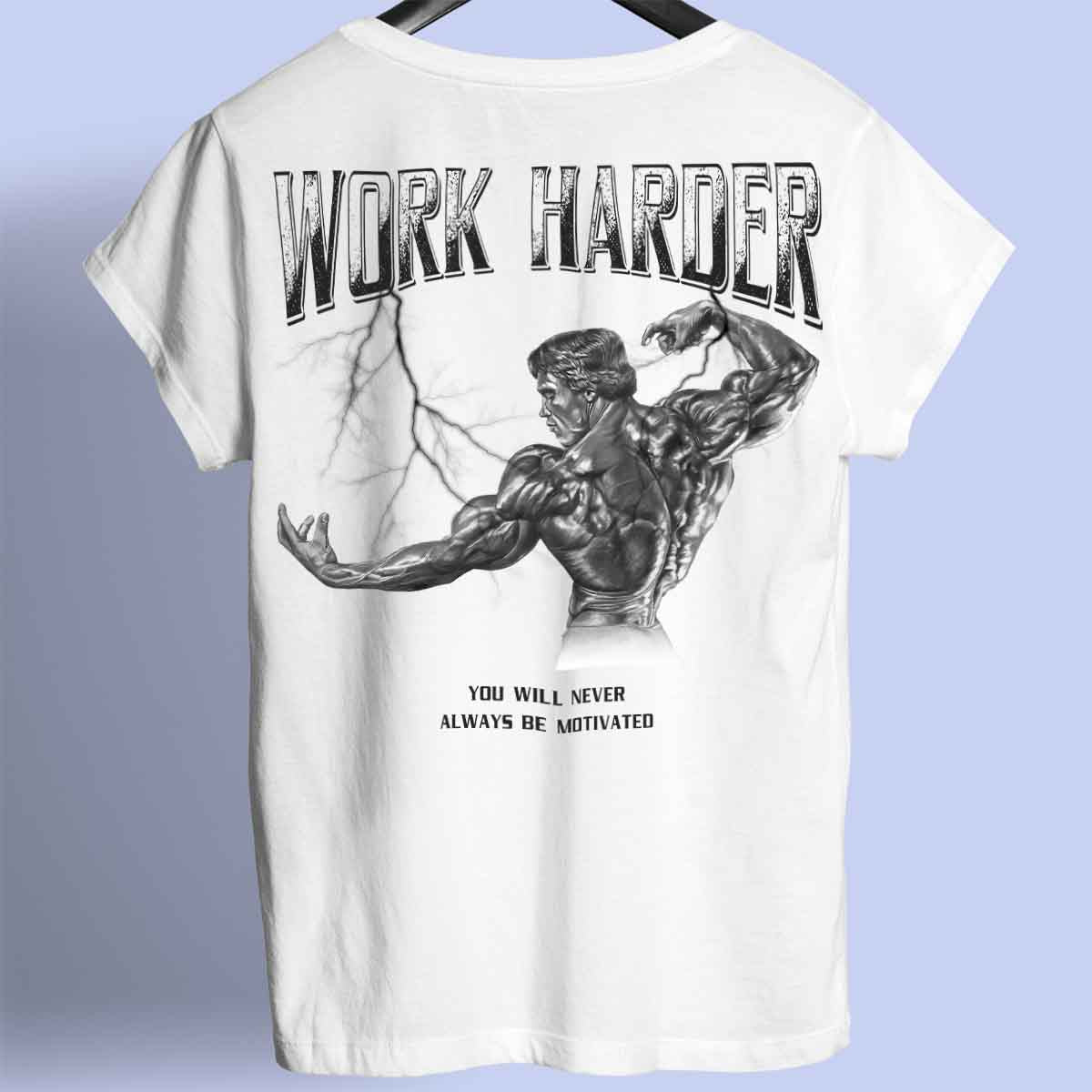 Work Harder - Premium-paita unisex-taustaprintti