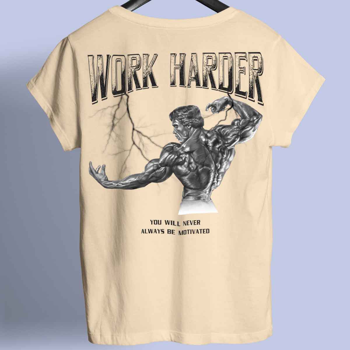 Werk harder - Premium shirt, unisex-rugafdruk