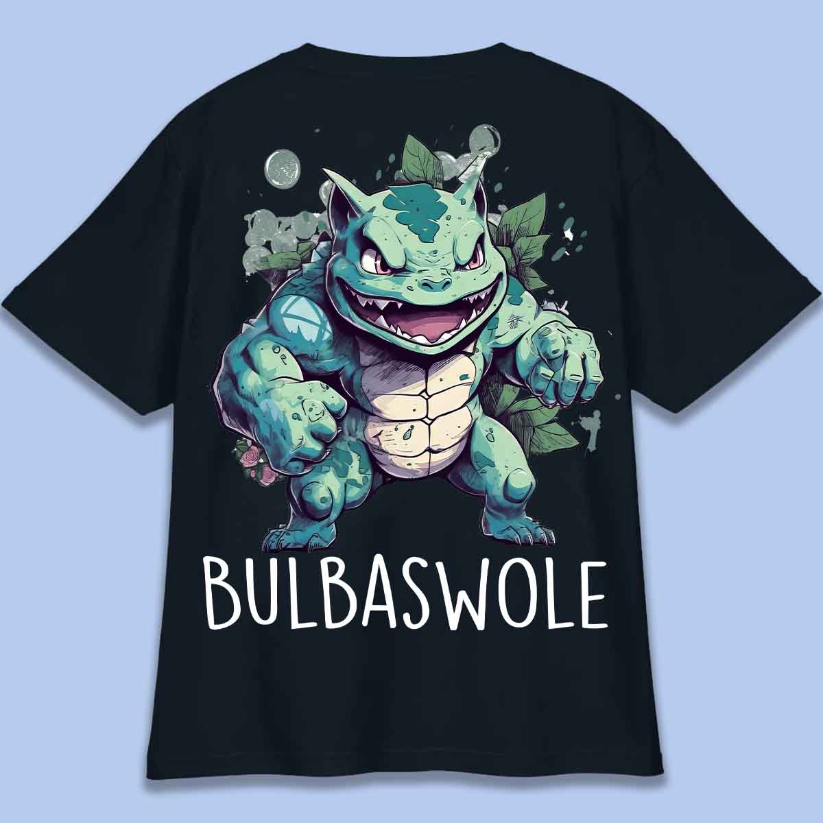 Bulbaswole - Camiseta Oversize Unissex com Estampa Traseira